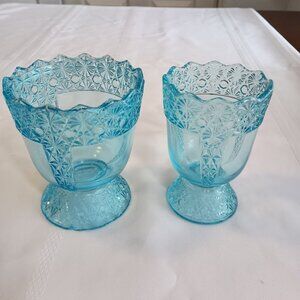 Vintage Fenton Daisy & Button Electric Blue Sugar Dishes